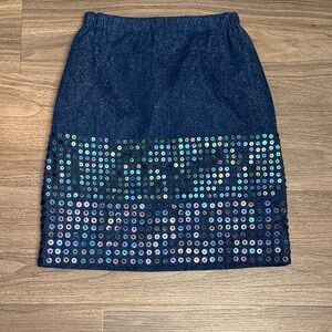 NWOT Gene Ewing Sequin Embellished Denim Skirt